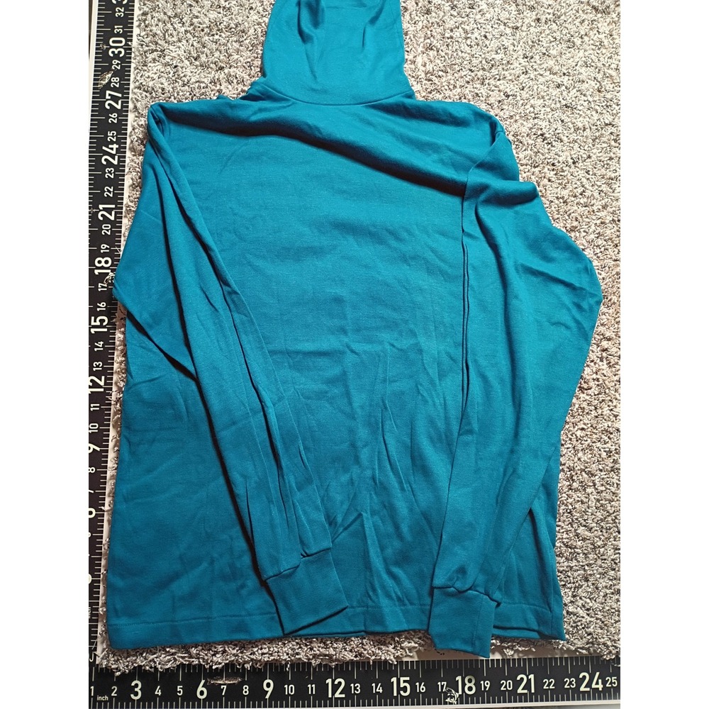 Cross Creek Mens Teal Blue Turtleneck Long Sleeve Shirt Made in USA Size Large